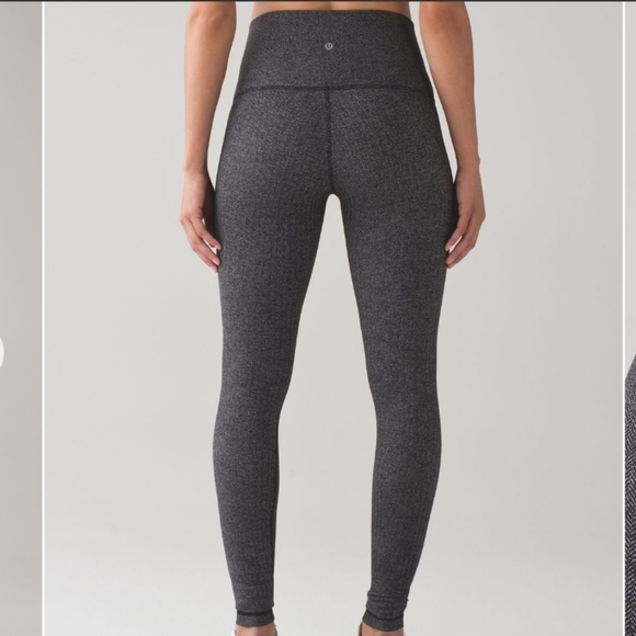 Lululemon Wunder Under Leggings (Hi- Rise) Black & Grey Herringbone Size 6 - Picture 13 of 15